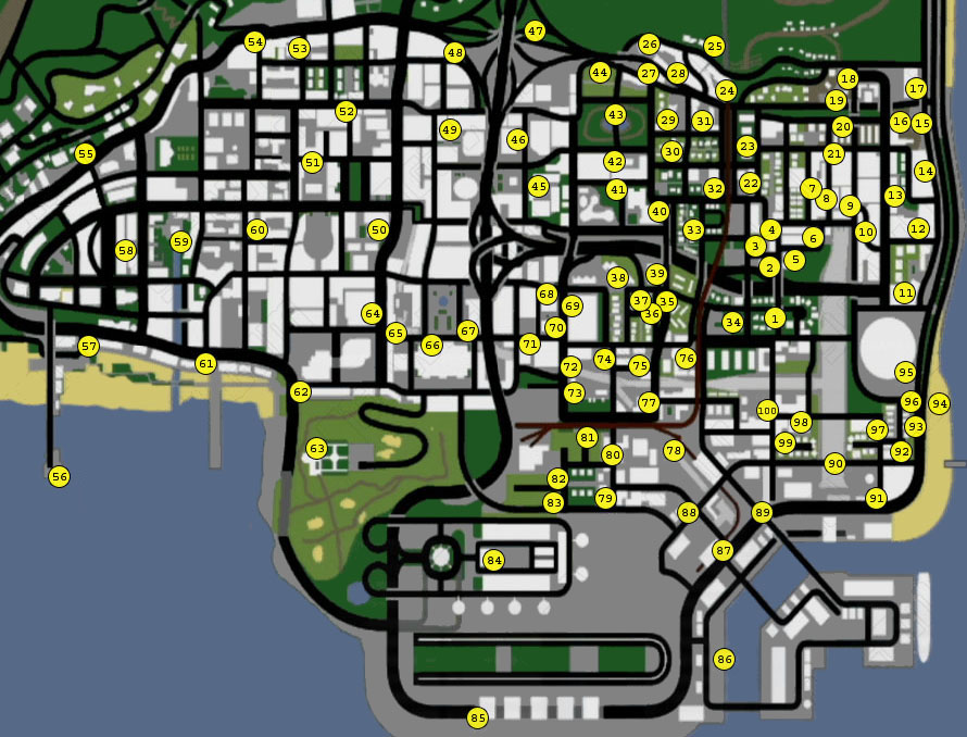 Карта граффити GTA: San Andreas