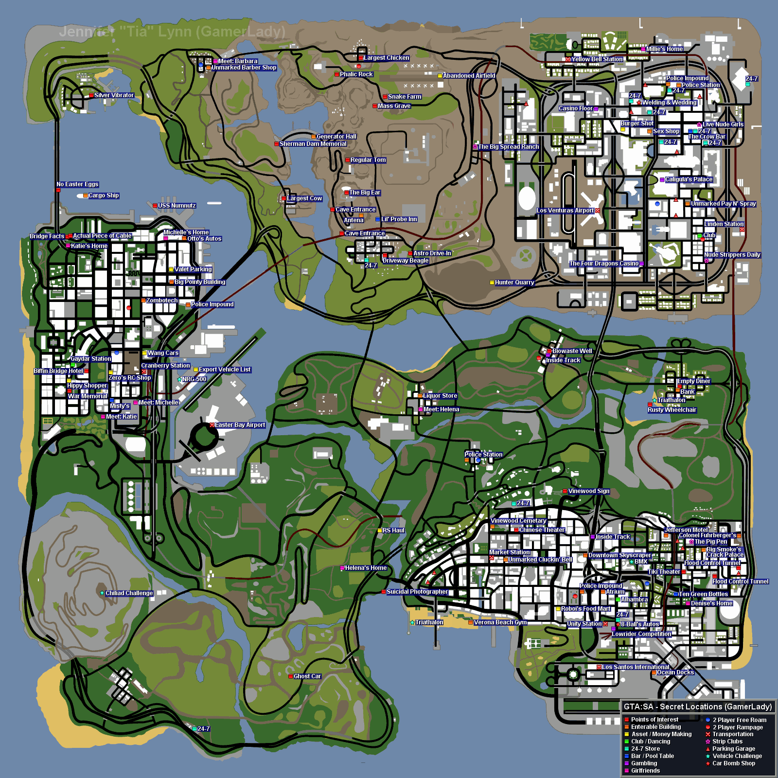 Карта секретов GTA: San Andreas