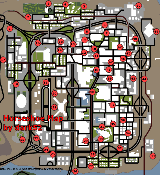 Карта подков GTA: San Andreas